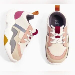 Zara Kids Sneakers Toddler shoes trainers platform beige muted colorblock laceup
